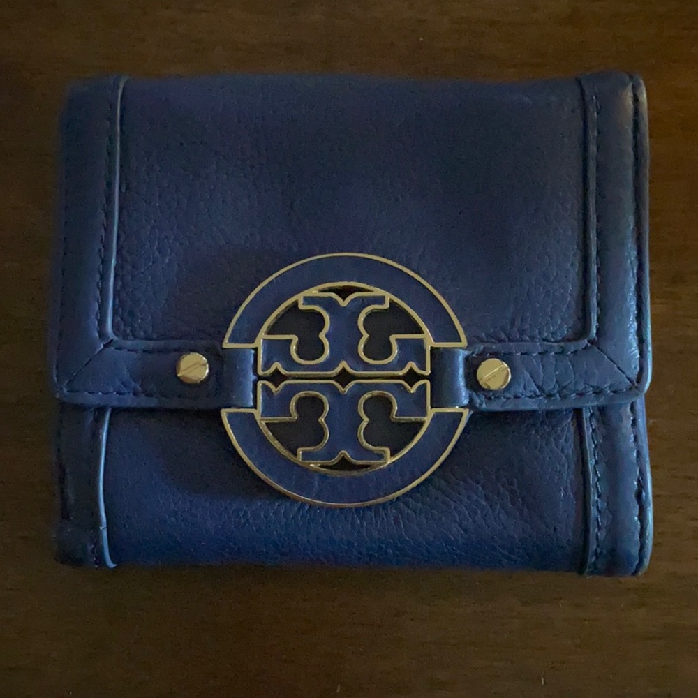 Tory Burch Amanda double snap wallet blue